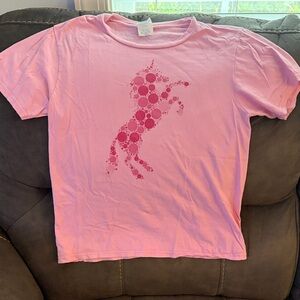 Kids Pink Graphic Tee with Pony Print
